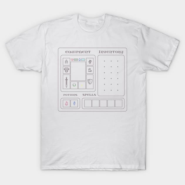 Adventure Game Inventory T-Shirt by Mavis Fox